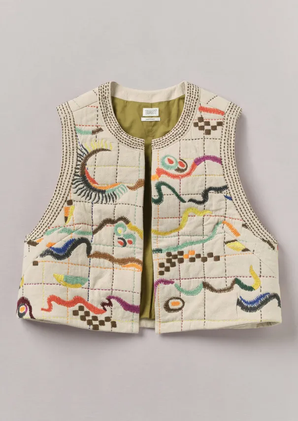 Outlet Abstract Hand Embroidered Gilet Women Coats & Jackets