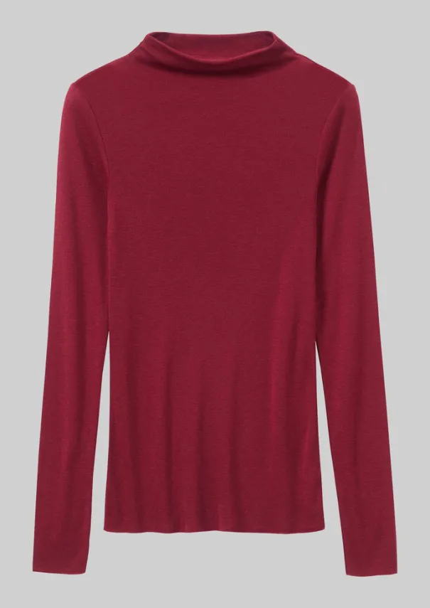 Best Aster Wool Lyocell High Neck Tee Women Jersey|Tops & Tees