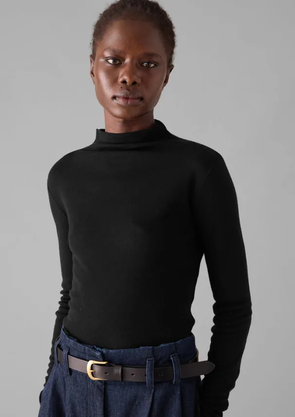 Hot Aster Wool Lyocell High Neck Tee Women Jersey|Tops & Tees