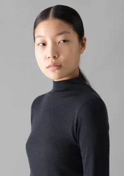 Aster Wool Lyocell High Neck Tee Women Jersey|Tops & Tees