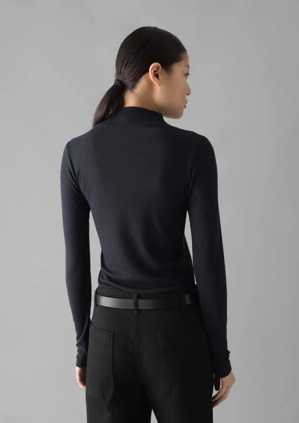 Aster Wool Lyocell High Neck Tee Women Jersey|Tops & Tees