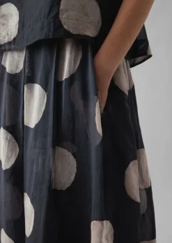 Batik Dot Pleated Skirt Women Skirts