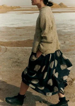 Batik Dot Pleated Skirt Women Skirts