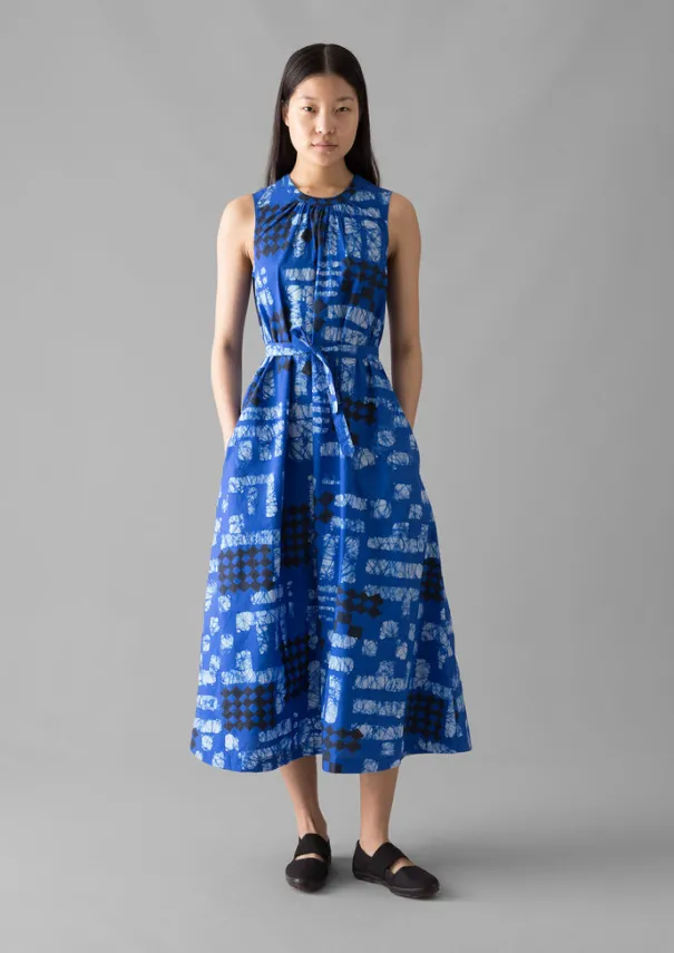 Sale Block Print Batik Poplin Dress Women Dresses