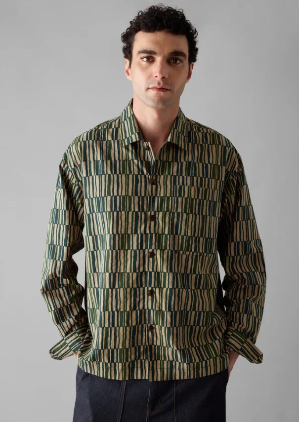 Clearance Block Print Irregular Check Shirt Shirts