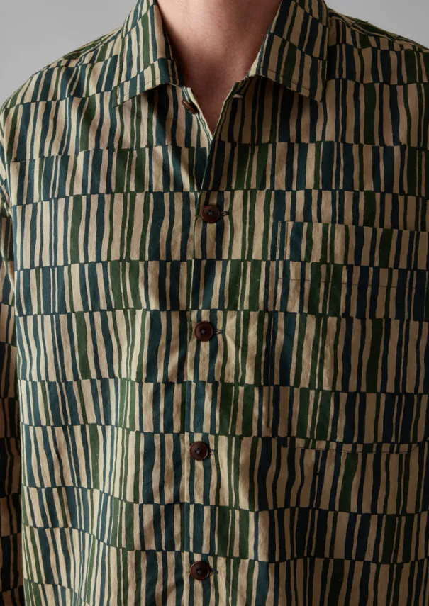 Clearance Block Print Irregular Check Shirt Shirts