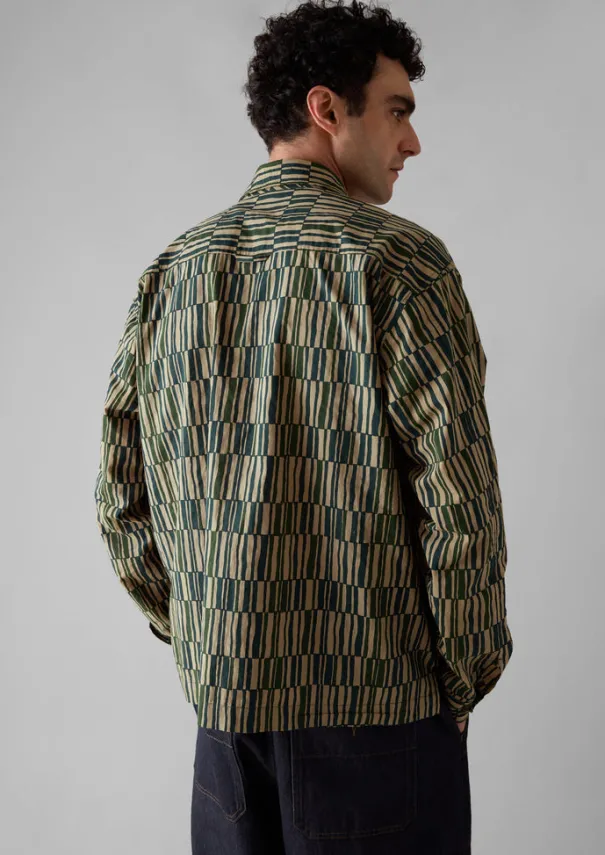 Clearance Block Print Irregular Check Shirt Shirts