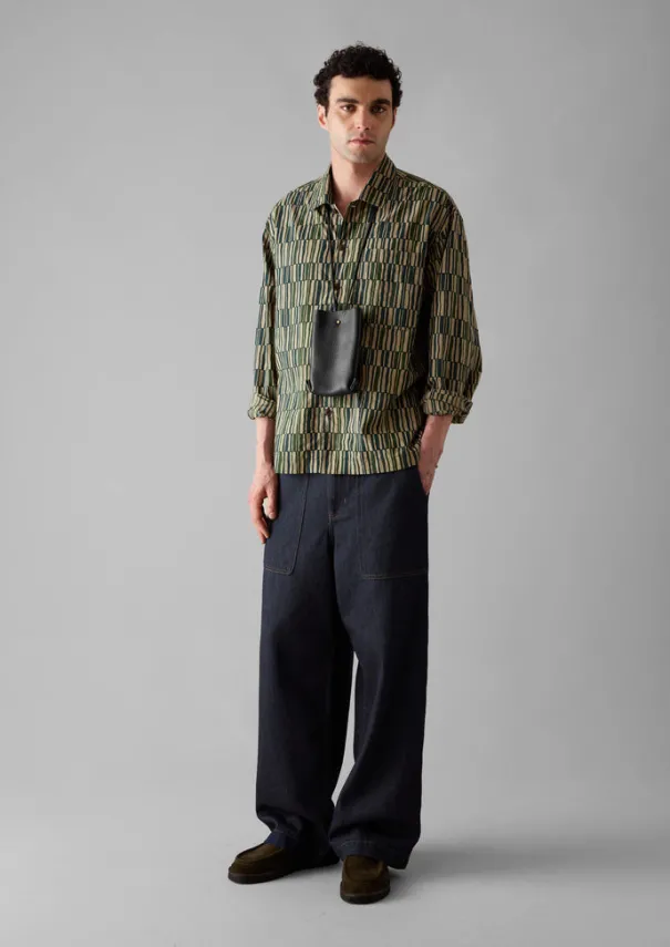Clearance Block Print Irregular Check Shirt Shirts