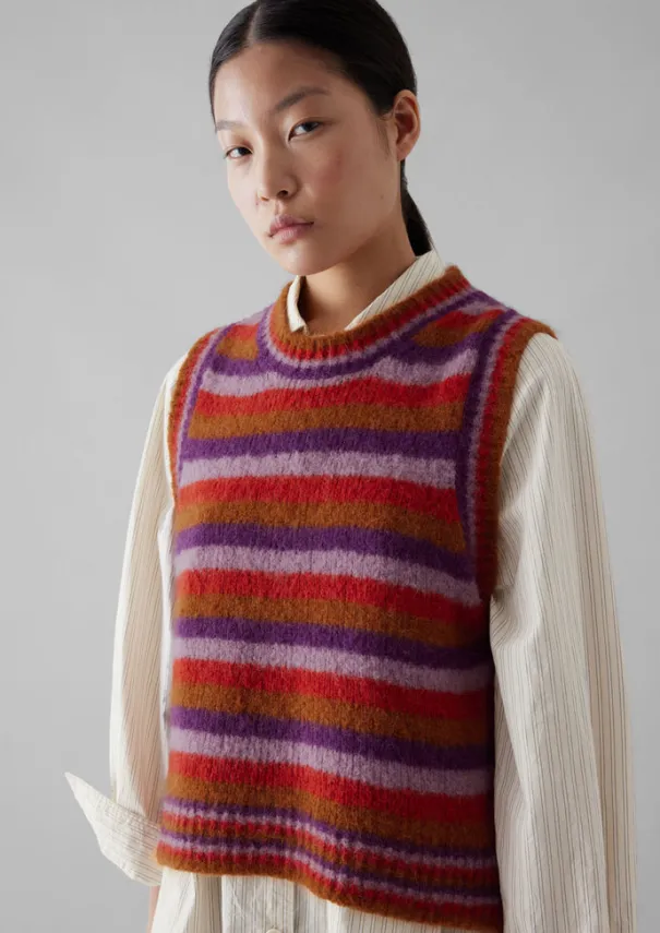 Best Brushed Alpaca Blend Stripe Tank Women Knitwear