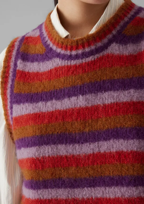 Best Brushed Alpaca Blend Stripe Tank Women Knitwear