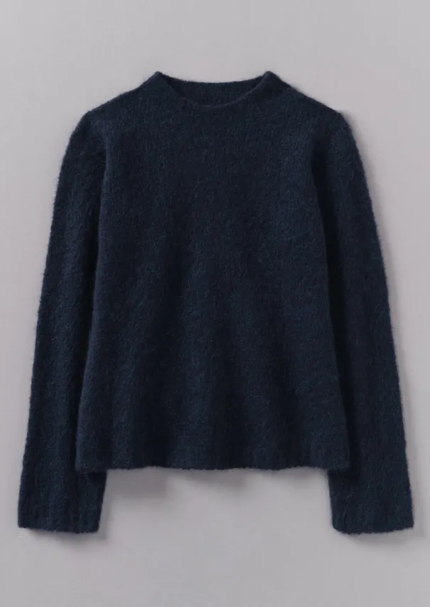 Outlet Brushed Alpaca High Neck Sweater Women Knitwear