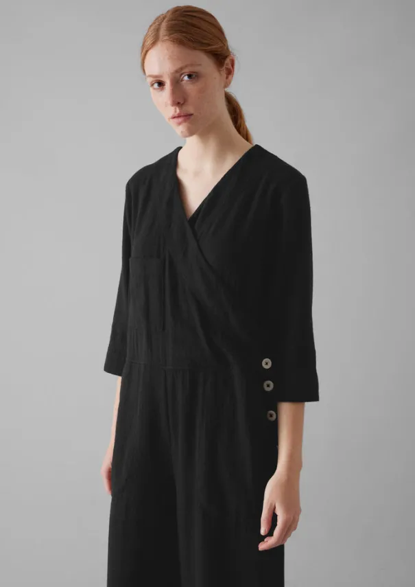 Brushed Cotton Linen Herringbone Jumpsuit Women Linen|Loungewear