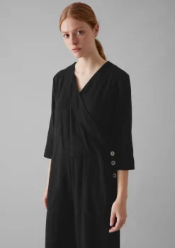 Brushed Cotton Linen Herringbone Jumpsuit Women Linen|Loungewear