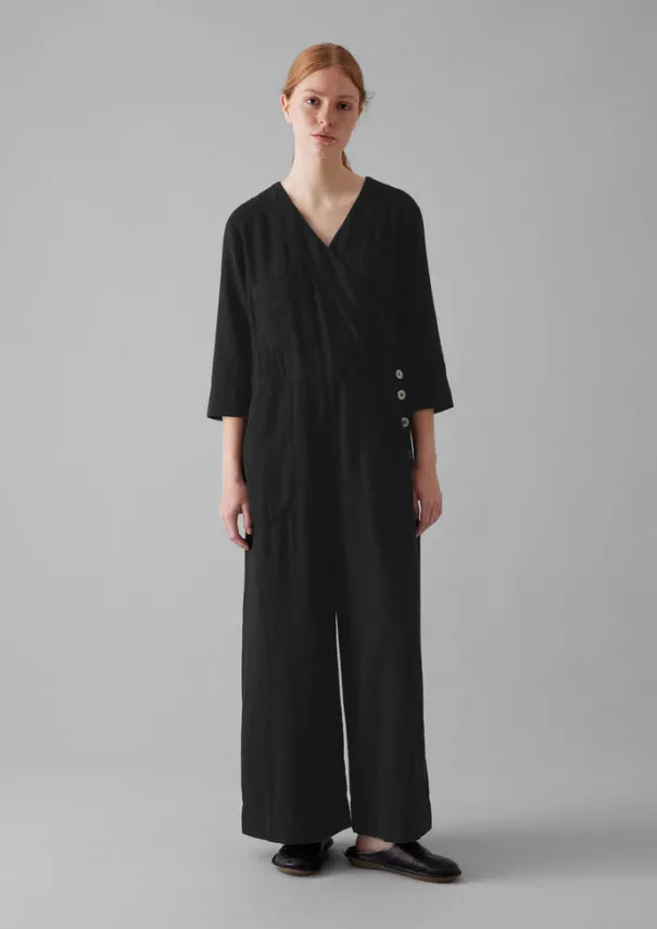Brushed Cotton Linen Herringbone Jumpsuit Women Linen|Loungewear
