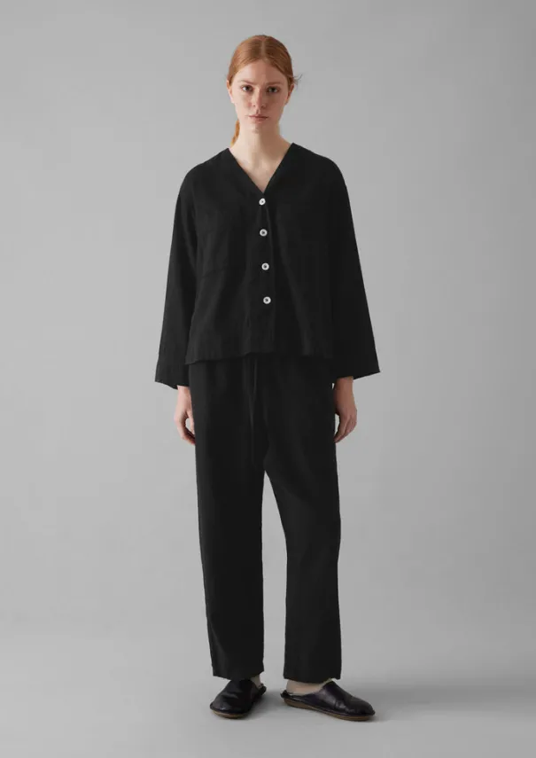 New Brushed Cotton Linen Herringbone Top Women Linen|Loungewear