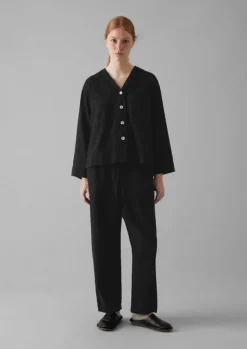 Clearance Brushed Cotton Linen Herringbone Trousers Women Linen|Loungewear