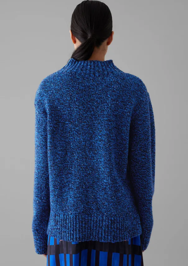 Best Button Shoulder Marled Donegal Wool Sweater Women Knitwear