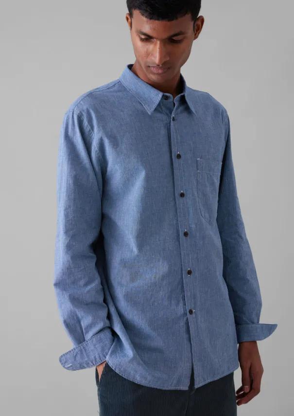 Chambray Cotton Linen Shirt Linen|Workwear