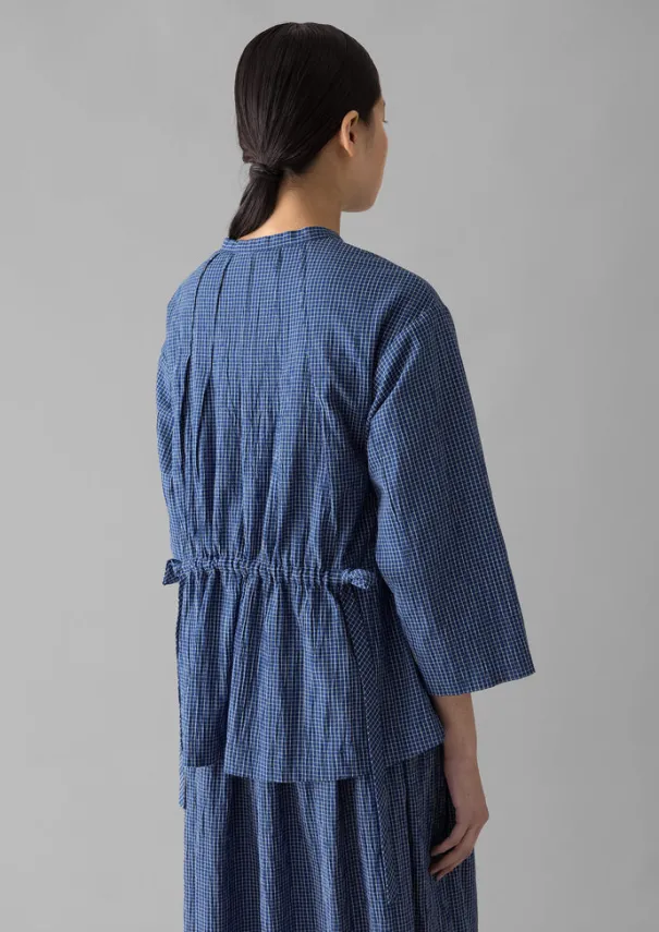Outlet Check Crinkle Cotton Tie Shirt Women Loungewear|Tops & Tees