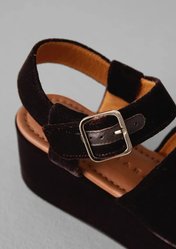 Outlet Chie Mihara Velvet Platform Shoes Women Sandals