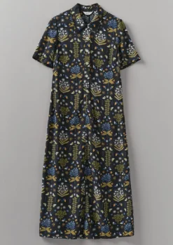 Discount Collector Print Fluid Shirt Dress Women Dresses
