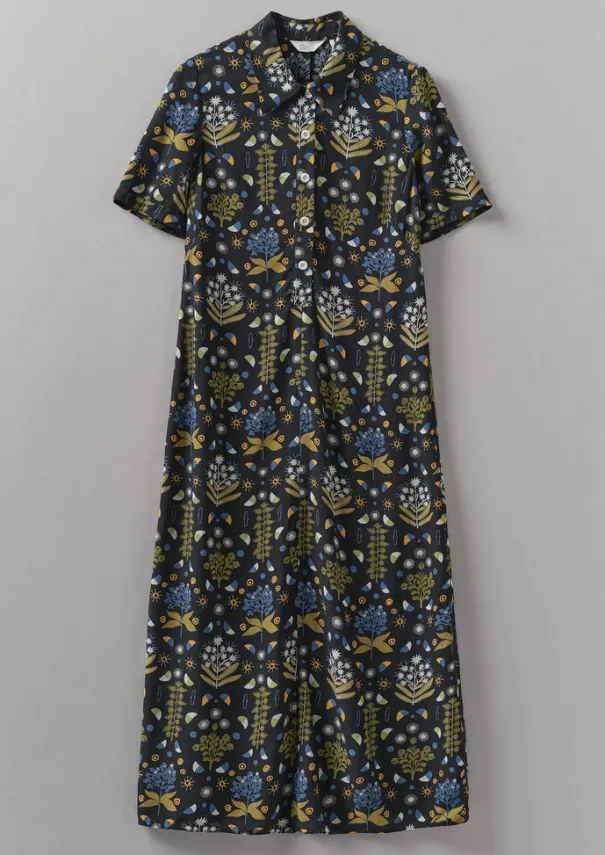 Discount Collector Print Fluid Shirt Dress Women Dresses