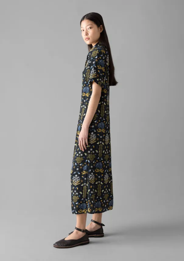 Discount Collector Print Fluid Shirt Dress Women Dresses