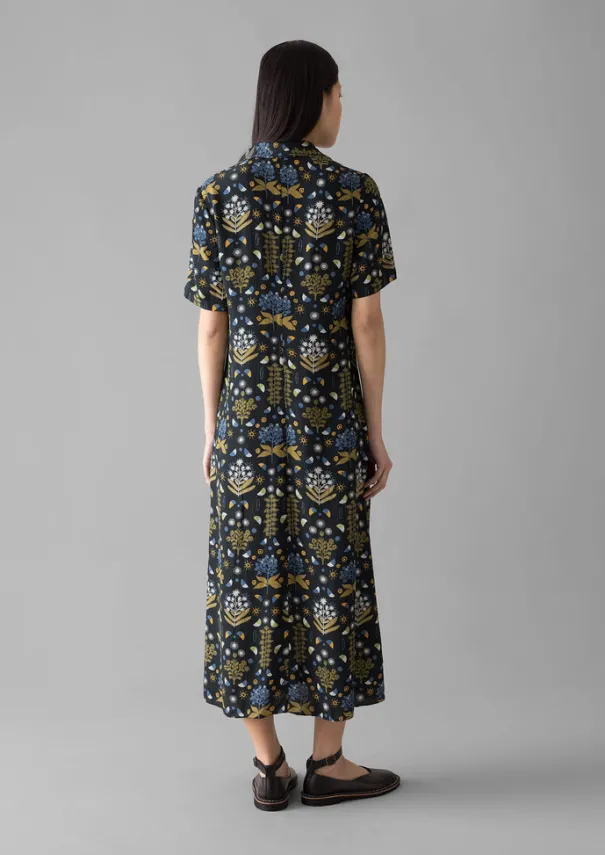 Discount Collector Print Fluid Shirt Dress Women Dresses