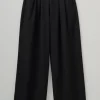 Best Corinne Wool Cotton Herringbone Wide Leg Trousers Women Trousers