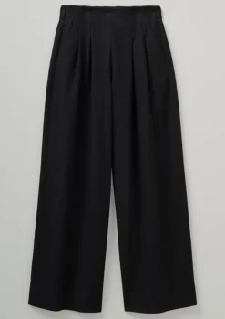 Best Corinne Wool Cotton Herringbone Wide Leg Trousers Women Trousers