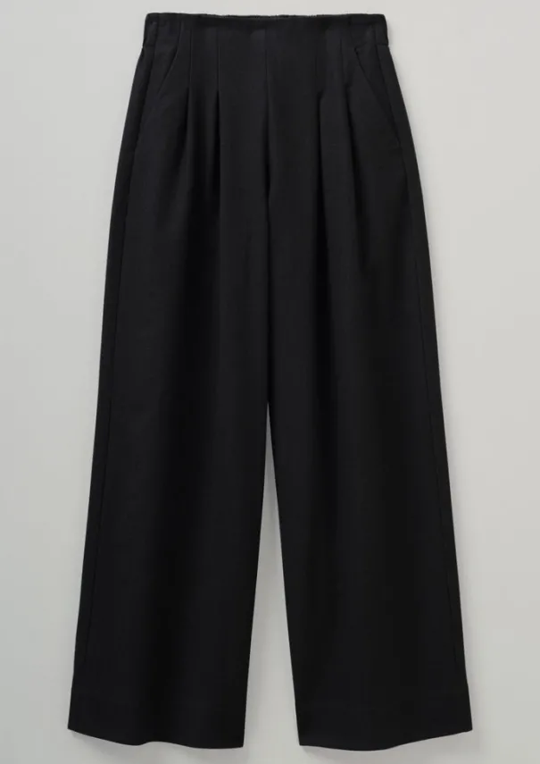 Best Corinne Wool Cotton Herringbone Wide Leg Trousers Women Trousers