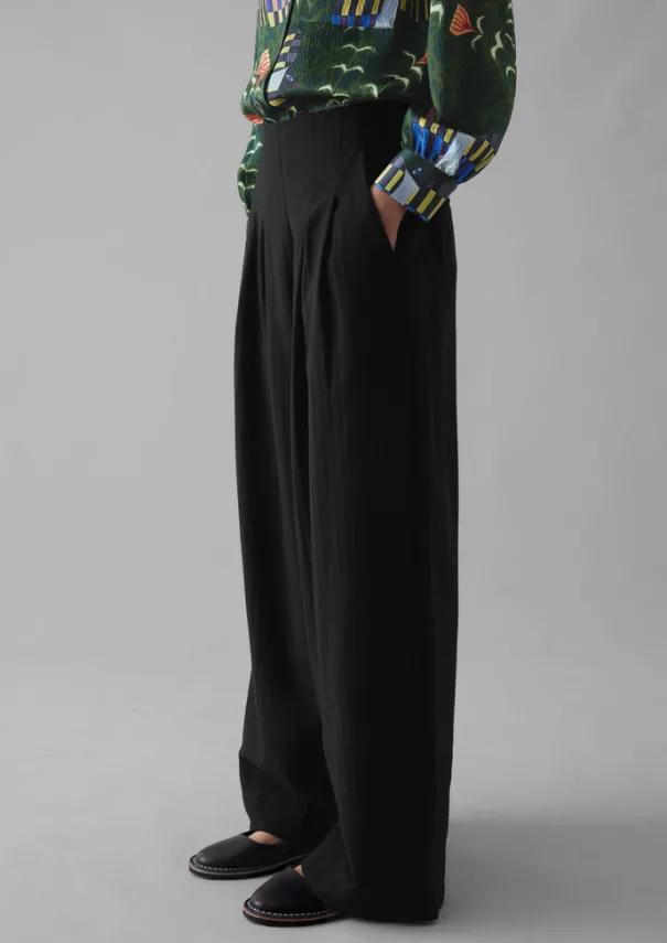 Best Corinne Wool Cotton Herringbone Wide Leg Trousers Women Trousers
