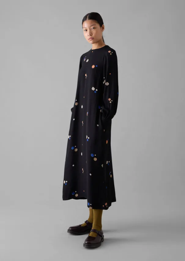 Outlet Cosmic Dot Print Column Dress Women Dresses