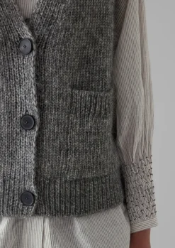 Discount Cotton Alpaca Button Through Tank Women Knitwear
