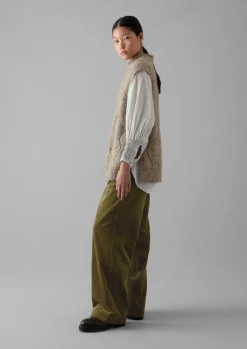 Cotton Alpaca Reverse Cable Tank Women Knitwear