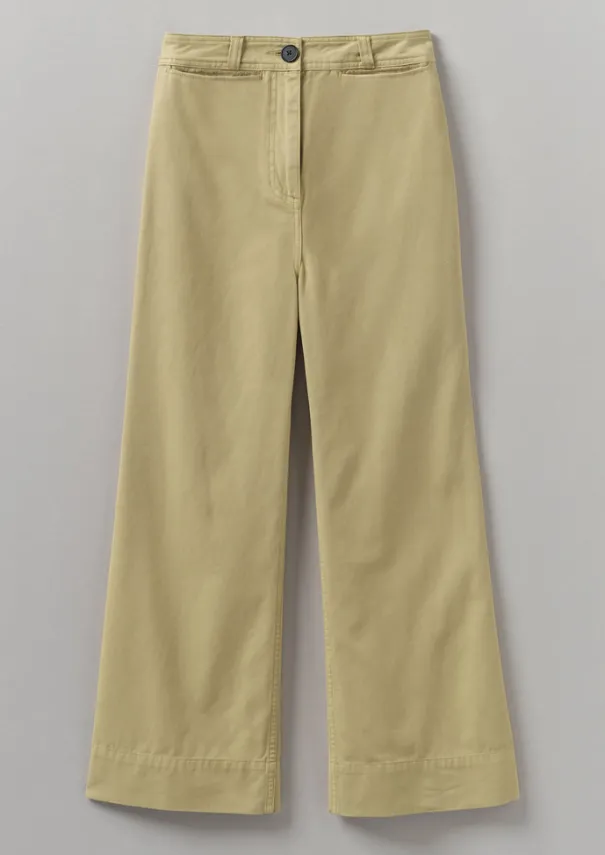 Hot Cotton Canvas Kick Flare Trousers Women Trousers