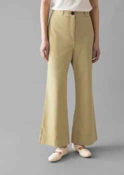 Hot Cotton Canvas Kick Flare Trousers Women Trousers
