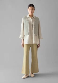 Hot Cotton Canvas Kick Flare Trousers Women Trousers