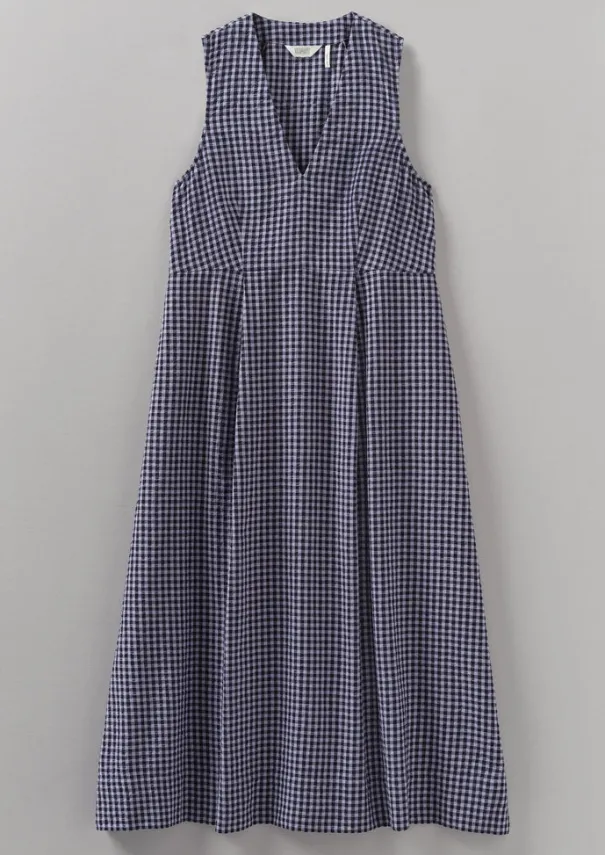 Cotton Gingham Seersucker Dress Women Dresses