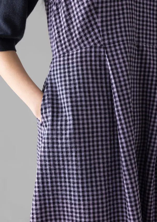 Cotton Gingham Seersucker Dress Women Dresses
