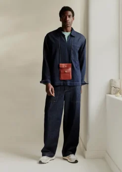 Online Cotton Hemp Denim Smock Shirt Denim|Workwear