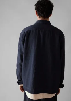Online Cotton Hemp Denim Smock Shirt Denim|Workwear