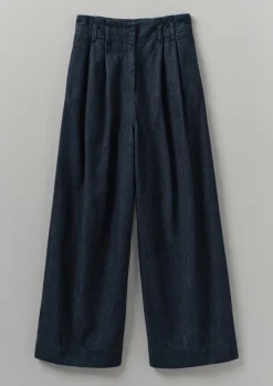 Discount Cotton Hemp Denim Wide Leg Trousers Women Denim|Workwear