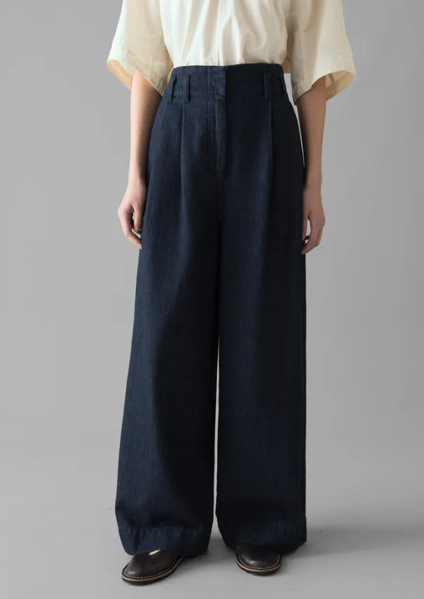 Discount Cotton Hemp Denim Wide Leg Trousers Women Denim|Workwear