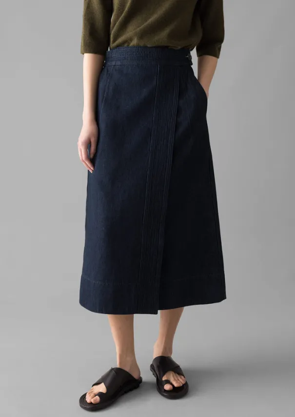 Sale Cotton Hemp Denim Wrap Skirt Women Denim|Skirts