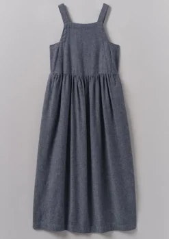 New Cotton Linen Twill Gathered Waist Dress Women Linen|Loungewear