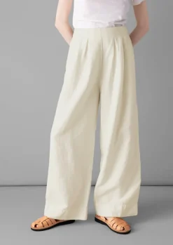 Cotton Linen Wide Leg Trousers Women Linen|Trousers