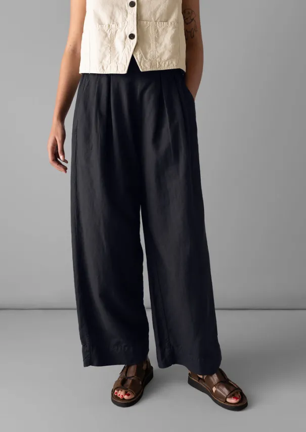 Cotton Linen Wide Leg Trousers Women Linen|Trousers