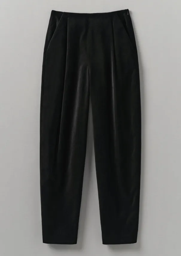 Cotton Velvet Pleat Front Trousers Women Velvet|Trousers
