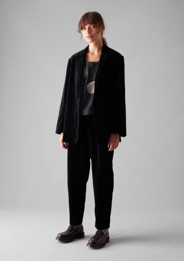 Cotton Velvet Pleat Front Trousers Women Velvet|Trousers